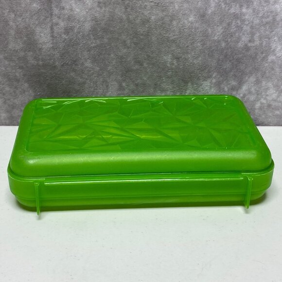 Green Thingamabox Pencil School Box Geometric Texture Lid USA Made - Picture 5 of 14